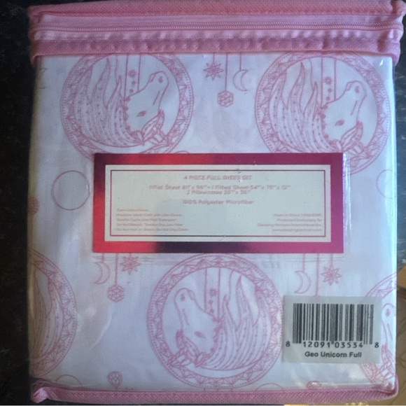 Pink and White 4-Piece Full Sheet Set - Picture 2 of 4